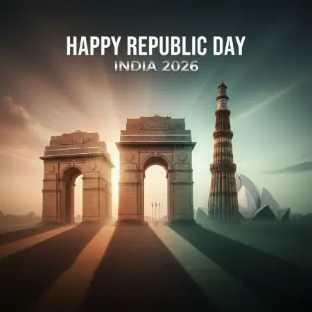 Free Happy Republic Day Banner With India Gate And Ashoka Chakra Hd Background Download