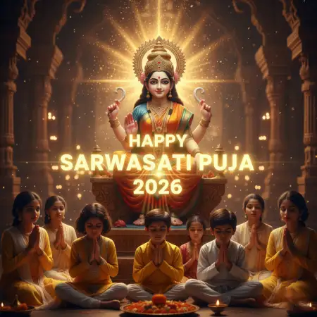 Free Happy Saraswati Puja 2026 Institute Poster Background Download