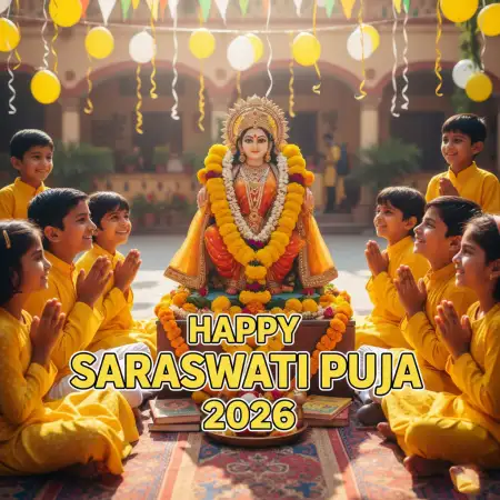 Free Happy Saraswati Puja 2026 Maa Saraswati Hd Photo Background Download