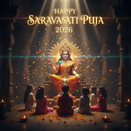 Free Happy Saraswati Puja 2026 Modern Poster Background Download
