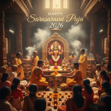 Free Happy Saraswati Puja 2026 Poster Design Background Download