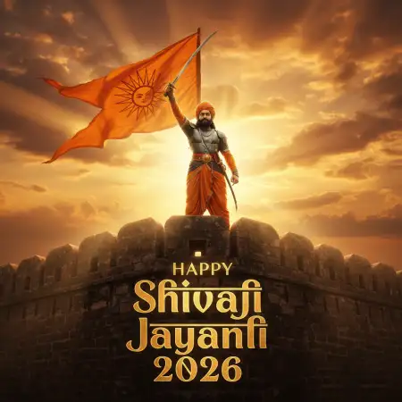 Happy Shivaji Jayanti 2026 Marathi Banner - Free Happy Shivaji Jayanti 2026 Download
