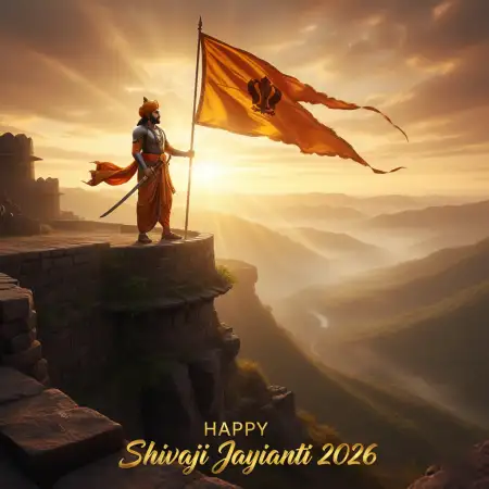 Happy Shivaji Jayanti 2026 Saffron Flag Background - Free Happy Shivaji Jayanti 2026 Download