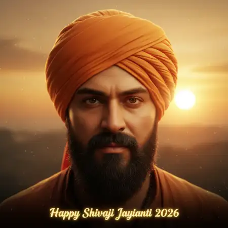 Happy Shivaji Jayanti 2026 Saffron Gradient Background - Free Happy Shivaji Jayanti 2026 Download