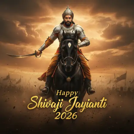 Happy Shivaji Jayanti 2026 Warrior Theme Poster - Free Happy Shivaji Jayanti 2026 Download