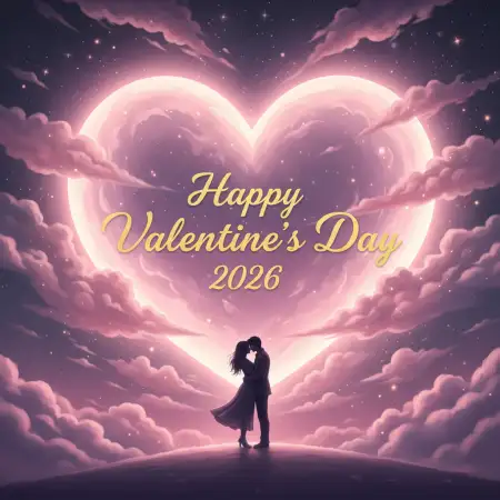 Happy Valentines Day 2026 Couple Illustration - Free Happy Valentines Day 2026 Download