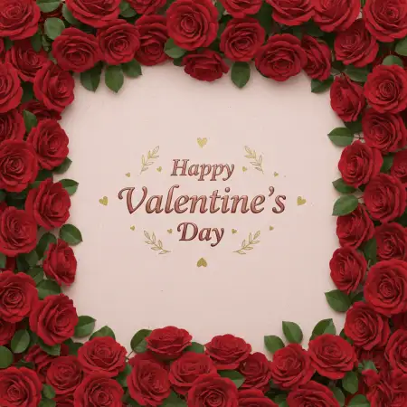 Free Happy Valentines Day Premium Greeting Card Design With Roses 2 PNG Image Download