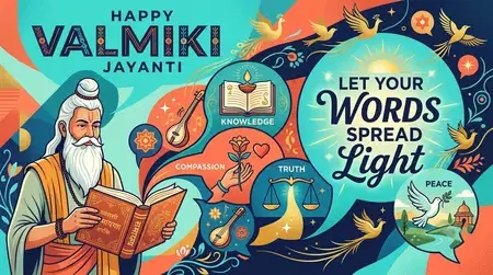 happy valmiki jayanti 2026 colorful festive typography