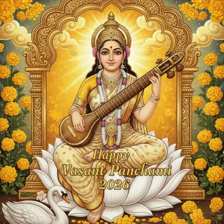 Free Happy Vasant Panchami 2026 Maa Saraswati Image Background Download