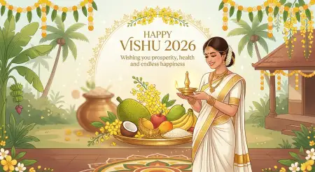Happy Vishu 2026 Wishes Fruits And Mirror Vishukkani Images - Free Happy Vishu 2026 Wishes Download