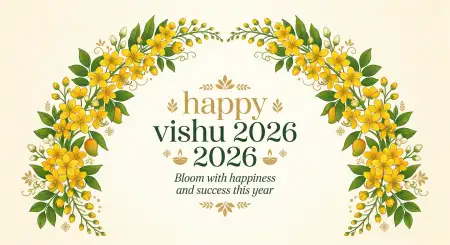 Happy Vishu 2026 Wishes Poster Design With Stylish Typography - Free Happy Vishu 2026 Wishes Download