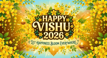 Happy Vishu 2026 Wishes Yellow Flower Konna Theme - Free Happy Vishu 2026 Wishes Download