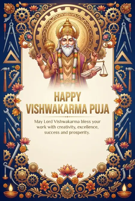 happy vishwakarma puja greeting card images 2026 - Vishwakarma Puja