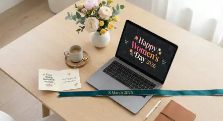 Happy Womens Day Wishes Stylish Calligraphy Poster - Free Happy Womens Day Wishes Download