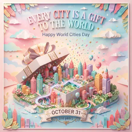 happy world cities day 2026 creative city greeting - World Cities Day 2026