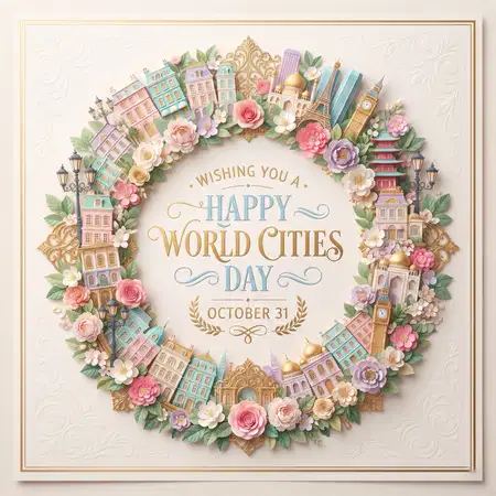 happy world cities day 2026 creative greeting card - World Cities Day 2026