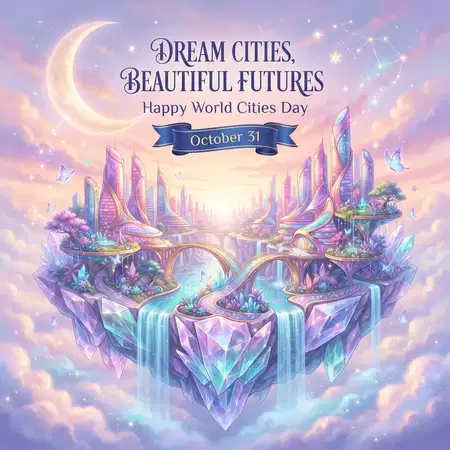 happy world cities day 2026 future city greeting - World Cities Day 2026