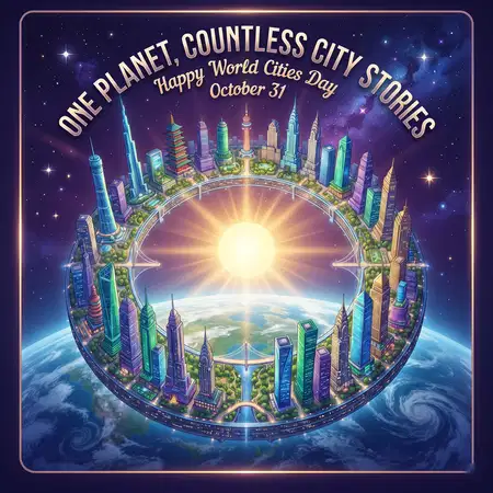 happy world cities day 2026 global skyline artwork - World Cities Day 2026
