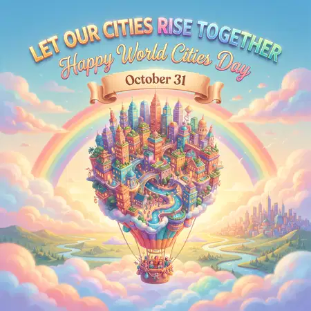 happy world cities day 2026 global unity poster - World Cities Day 2026