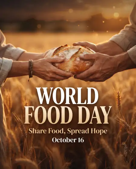 happy world food day 2026 inspirational greeting poster - World Food Day 2026