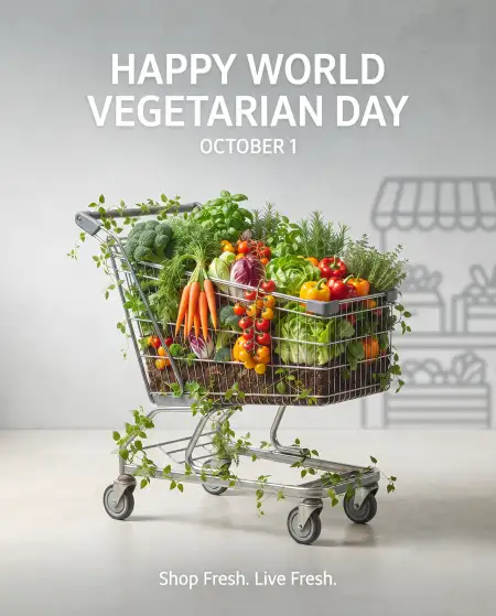 happy world vegetarian day 2026 greeting card - World Vegetarian Day 2026