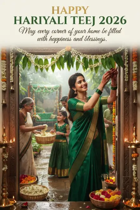hariyali teej 2026 creative wishes images - Happy Hariyali Teej 2026