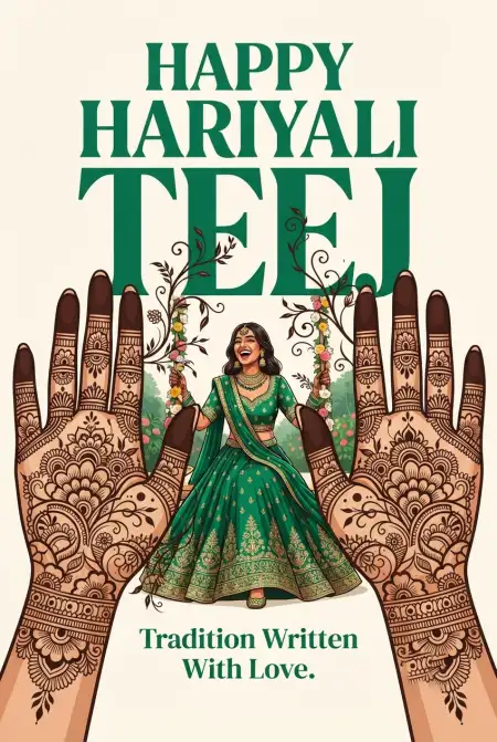 hariyali teej 2026 hindi wishes images - Happy Hariyali Teej 2026