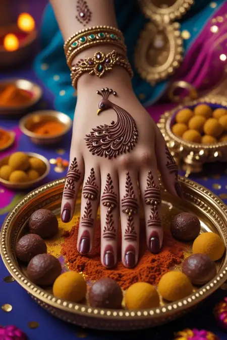 Hariyali Teej Mehndi For Both Hands Same Design - Free Hariyali Teej Mehndi Design Download