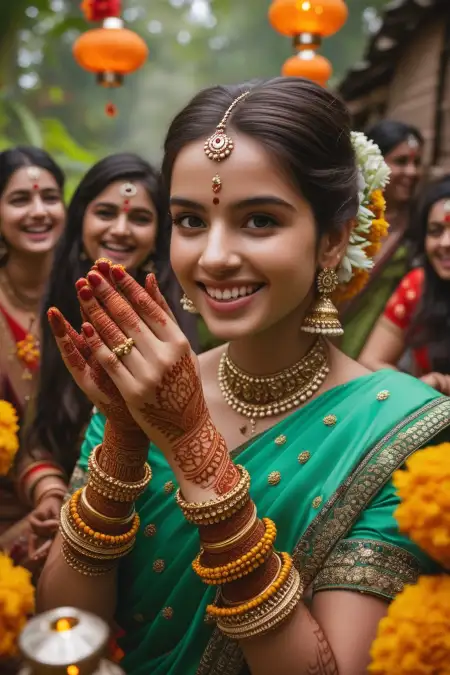 Hariyali Teej Mehndi Ideas For Working Women - Free Hariyali Teej Mehndi Design Download