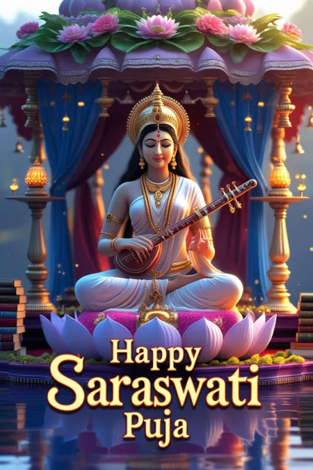 hd saraswati puja vector and png images