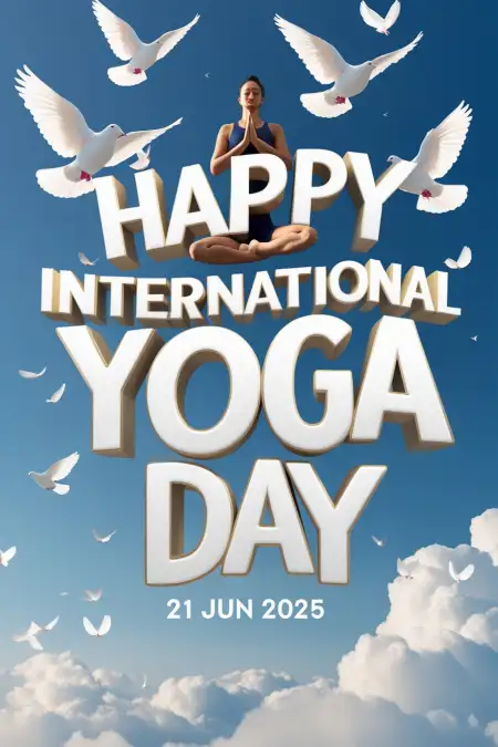 Hd Yoga Day Greeting Image With Slogan - Free Wishes Download