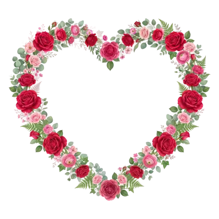 heart with roses png transparent