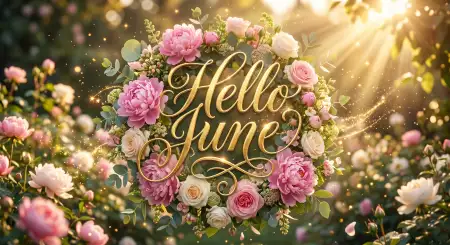 Hello June Elegant Floral Typography - Free Hello June Download