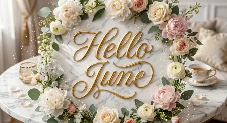 Hello June Floral Wreath Design - Free Hello June Download