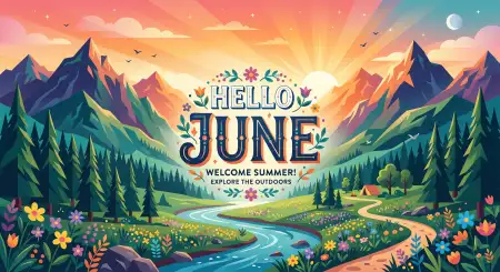Hello June Modern Typography Poster - Free Hello June Download