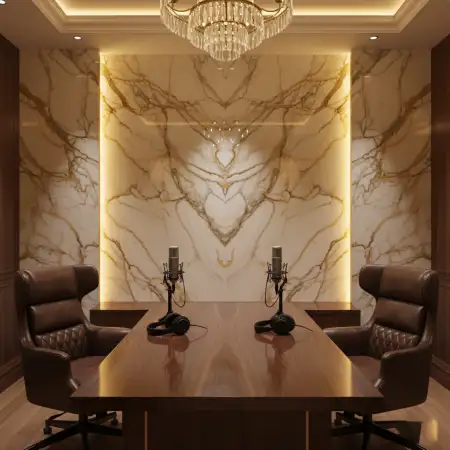 High End Finance Podcast Recording Studio Background Interior Design - Free Podcast Studio Background Download