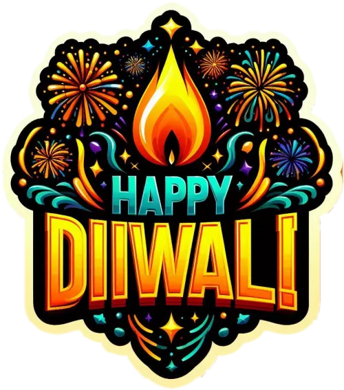 high-quality diwali festival text with fireworks png download