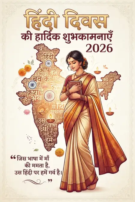 hindi diwas 2026 wishes photo - Happy Hindi Diwas Wishes 2026