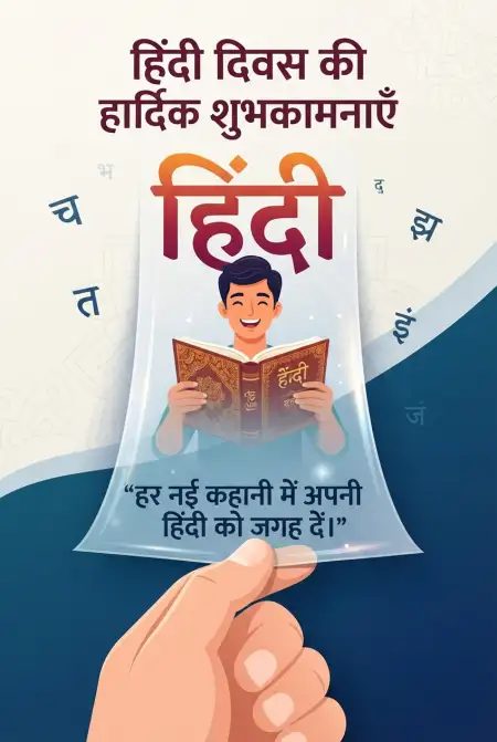 hindi diwas poster with wishes 2026 - Happy Hindi Diwas Wishes 2026