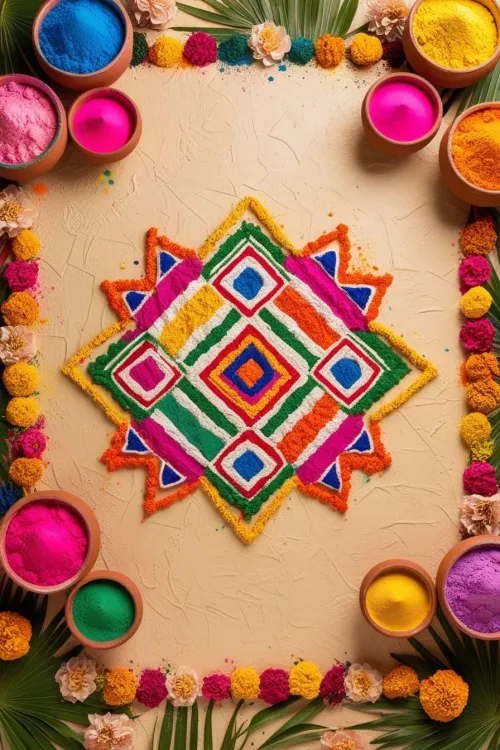 holi celebration background with rangoli patterns