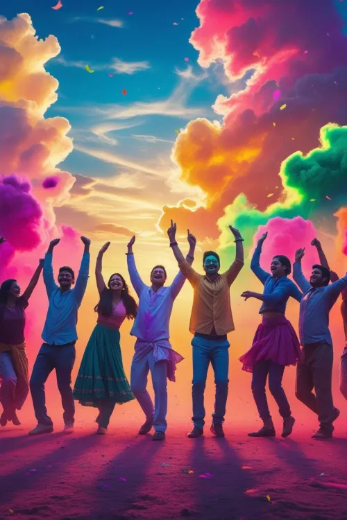 holi festival background with colorful powder burst