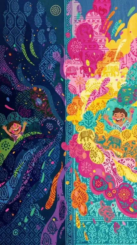 Holi Poster Background With Traditional Patterns - Free Holi Poster Background Download