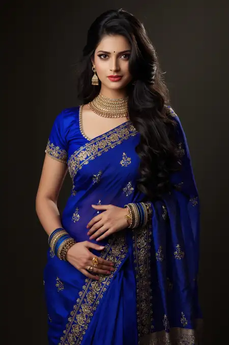 Free Hot Indian Women In Blue Saree Pics Download Background Download