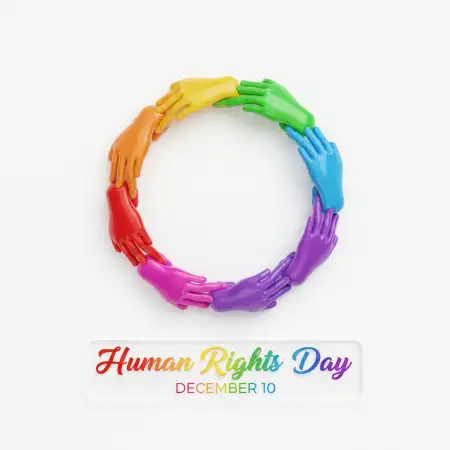 Free Human Rights Day Poster With Hands Raised Art Background Download