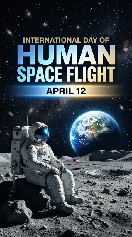 Human Space Flight Facebook Post Design - Free International Day Of Human Space Flight 2026 Download