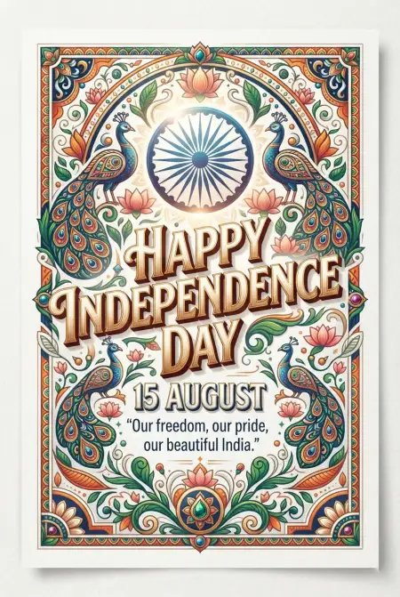 Indian Independence Day Greeting Cards 2026 - Free Indian Independence Day Wishes 2026 Download