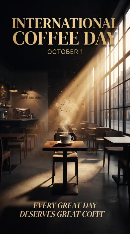 international coffee day coffee shop poster