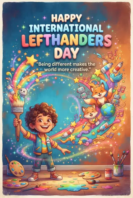 International Lefthanders Day Cartoon Poster - Free International Lefthanders Day 2026 Download