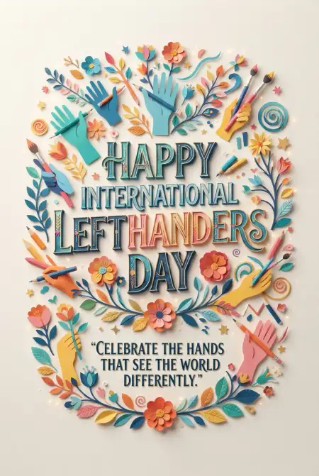 International Lefthanders Day Lettering Design 2026 - Free International Lefthanders Day 2026 Download