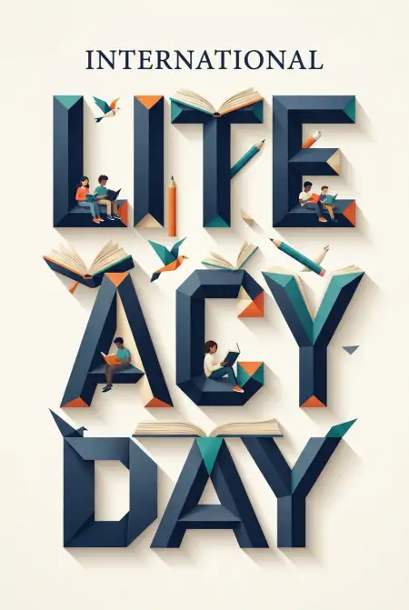 Free International Literacy Day 2026 Inspirational Quotes Background Image Download